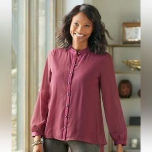 NWT SOFT SURROUNDINGS 
Capizzi Chiffon Hi-Low Button Up
Blouse Size M